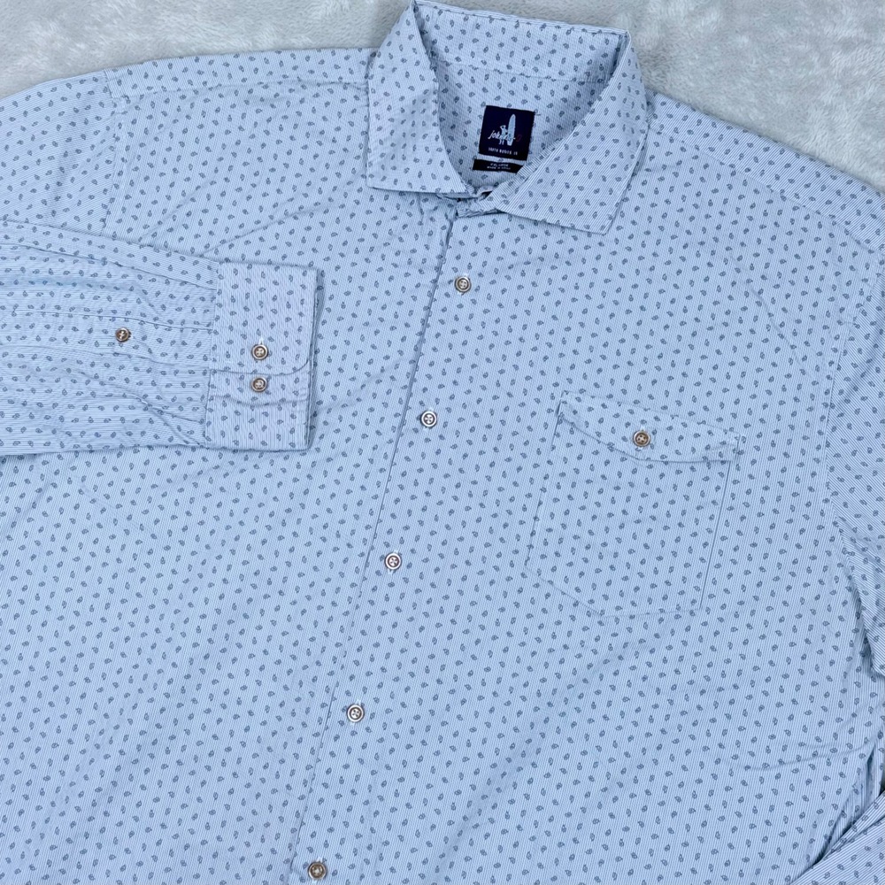 Johnnie-O Button Down Shirt Men XXL Blue Paisley Stretch Long Sleeve Bandana AOP